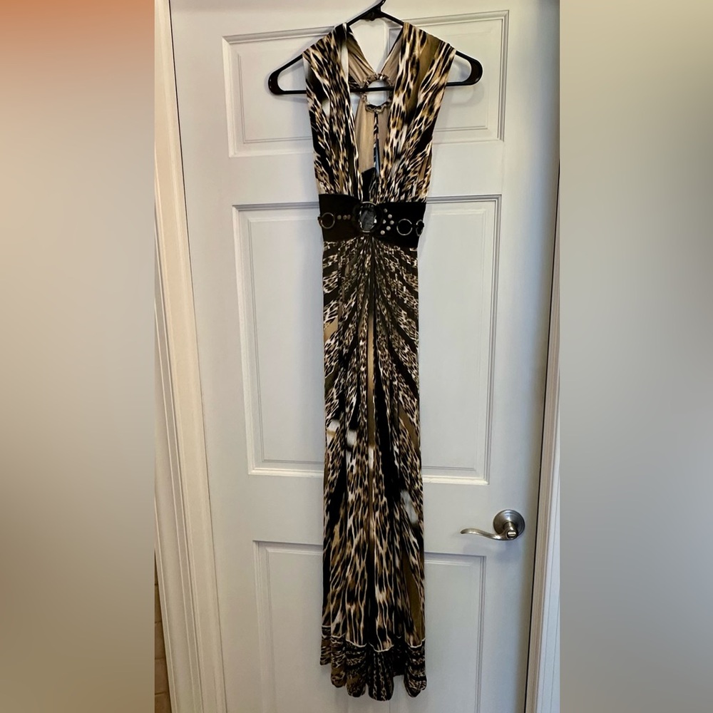 Sky Brand Brown and Black Patterned Maxi Dress size S